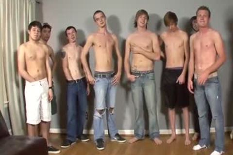 Tall Bukkake man gets His pretty Face Creamed