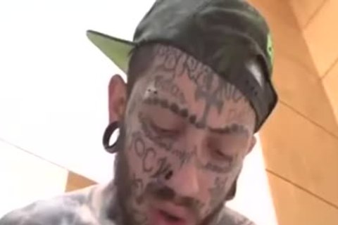 bizarre Tatted boy bang