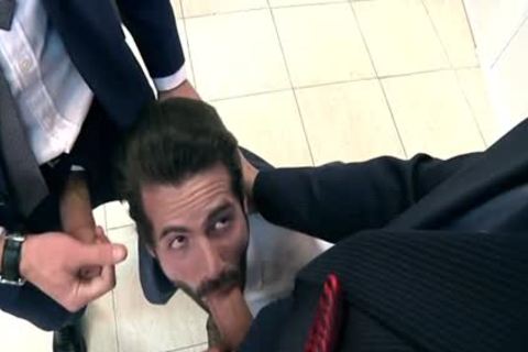 Muscle gay threesome With Facial