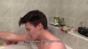young and slutty boy poked hard in a bath