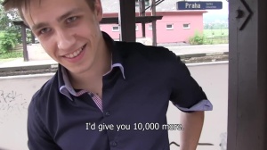 sexy lad from Prague sucks cock at train station