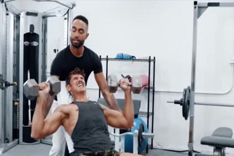 Darksome Gymrat Deepthroats Some Pumped Up Large White penis