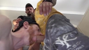 two Tradie Geezers Paint Unlucky Ginger's bawdy cleft White With cream before Shift