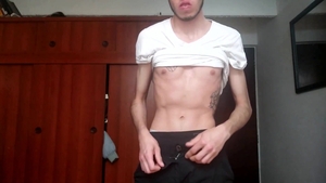 BarebackLatinoz: Pumping starring skinny in boxers in the bed